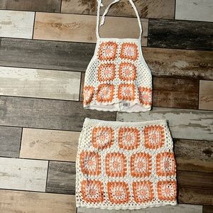 SQUARED AWAY CROCHET TANK AND SKIRT SET